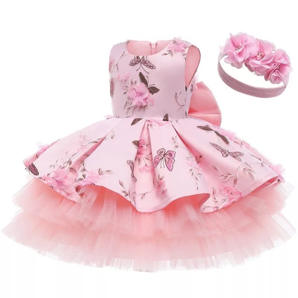 Birthday princess butterflies and flowers luxury embroidered dress 5037 - Picture 2 of 9